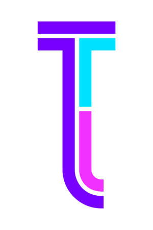 Trendy Font. New Alphabet, colorful letter Tのイラスト素材