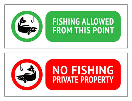 Sticker set No fishing or Fishing allowedのイラスト素材