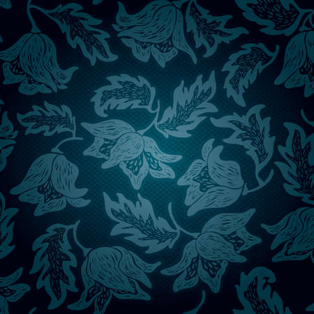 Ornamental lace blue background, flowers patternのイラスト素材