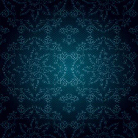 Ornamental lace blue background, flowers patternのイラスト素材