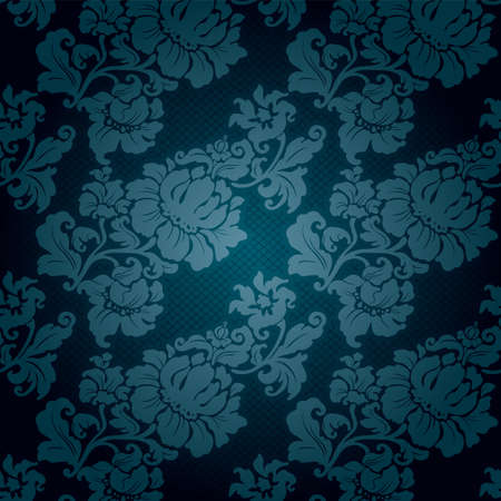 Ornamental lace blue background, flowers patternのイラスト素材