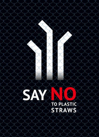 Say no to plastic straws, trendy ecological posters set for printのイラスト素材