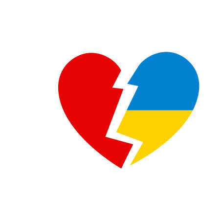Flag of Ukraine, broken heartのイラスト素材