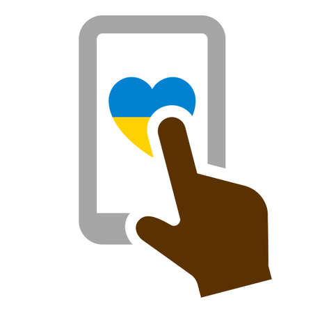 Flag of Ukraine, smarthpone with heartのイラスト素材