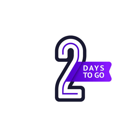 Number 2, countdown left day, the counter of days the start of the event, two days to go sale price offer promo deal timer.のイラスト素材