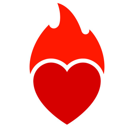 Fire flame, hot heart symbol, can be used for logo and brand name, vector illustration.のイラスト素材