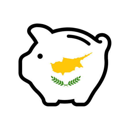 Flag of Cyprus, piggy bank icon, vector symbol.のイラスト素材