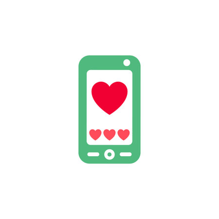 Smartphone icon or Valentines day symbol, holiday sign designed for celebration, vector trendy modern style.のイラスト素材