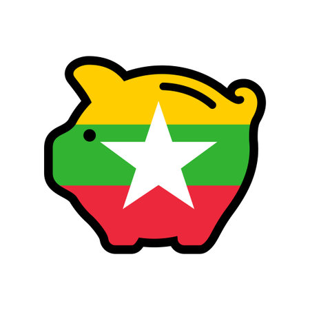 piggy bank with flag icon, vector symbol.のイラスト素材