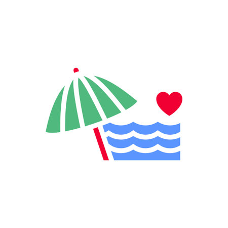 Beach icon or Valentines day symbol, holiday sign designed for celebration, vector trendy modern style.のイラスト素材