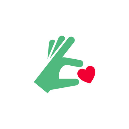 Hand with heart icon or Valentines day symbol, holiday sign designed for celebration, vector trendy modern style.のイラスト素材