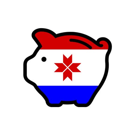 Flag of Mordovia, piggy bank icon, vector symbol.のイラスト素材