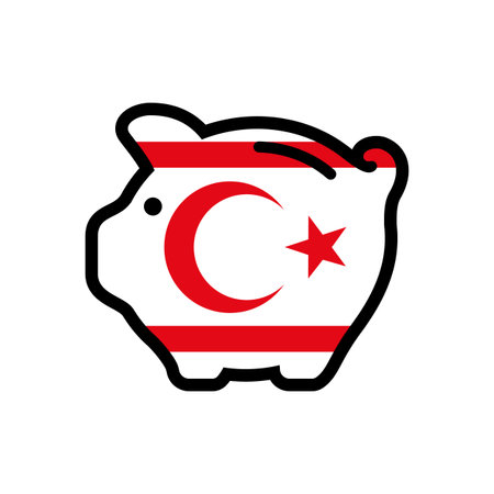 Flag of Northern Cyprus, piggy bank icon, vector symbol.のイラスト素材