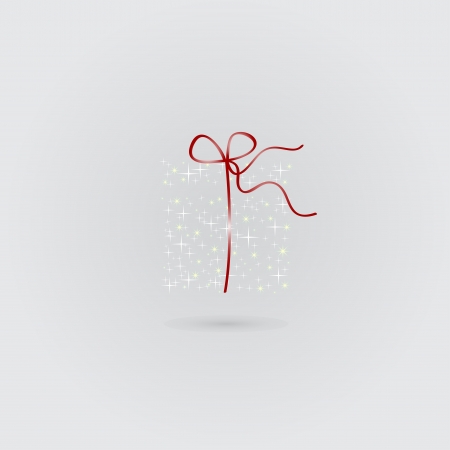 abstract vector Christmas gift with stars on a gray backgroundのイラスト素材