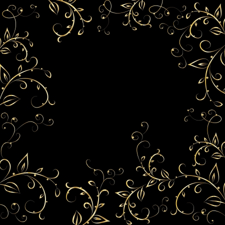 elegant pattern of golden flowers on a black background vectorのイラスト素材