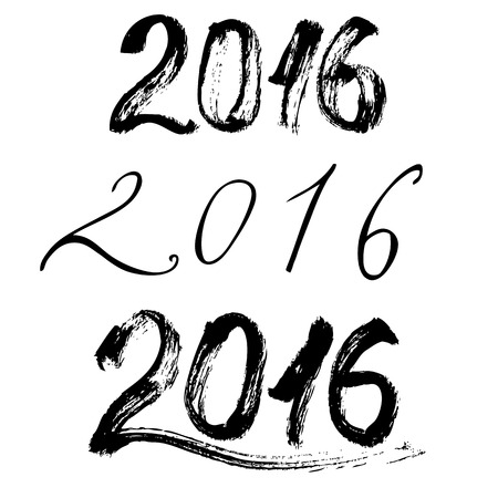 2016 - a set of inscriptions a brush a vectorのイラスト素材
