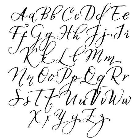 Vector alphabet in the style of lettering and calligraphy. Hand drawing pen.のイラスト素材