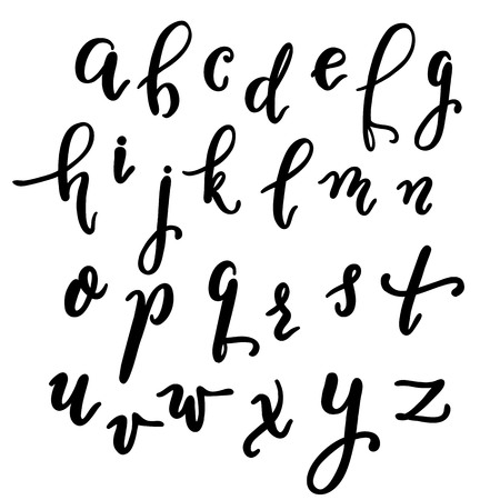 Vector alphabet in the style of lettering and calligraphy. Hand drawing pen.