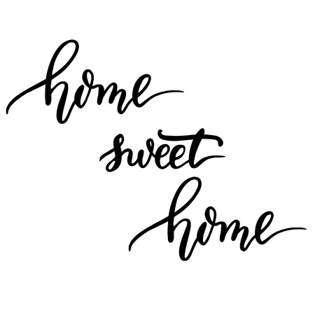 Home sweet home, hand lettering vector. Modern calligraphy pen and ink.のイラスト素材