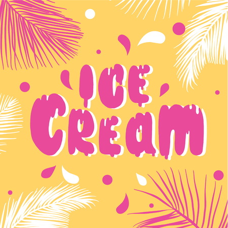 Ice cream - hand lettering vector. Label for ice cream, a template for your business.のイラスト素材