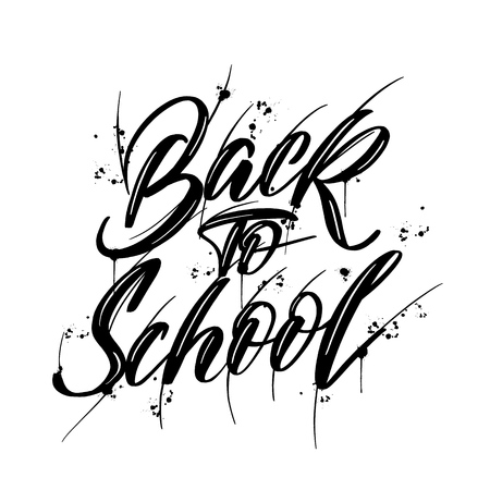 Back to school  -  inscription hand lettering vector.Typography design. Greetings card.のイラスト素材