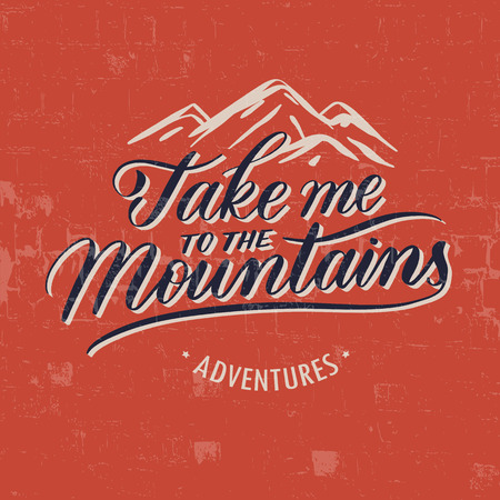 Take me to the mountains Vintage Stylized Logo. Typographic Prinのイラスト素材