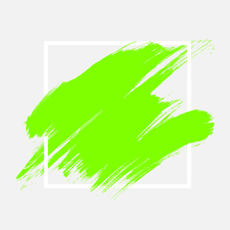Abstract hand painted textured ink brush background with geometric frame, isolated strokes with dry rough edges.のイラスト素材
