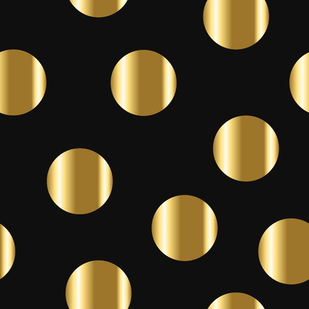 Seamless pattern with gold vector  balls on black background.のイラスト素材
