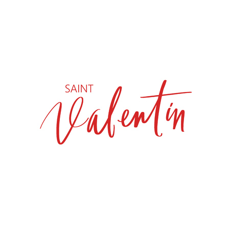 Saint Valentin - red Hand Drawing Vector Lettering design.のイラスト素材