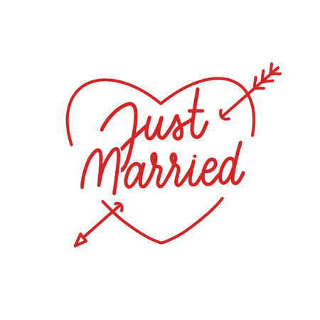 Just married Hand Drawing Vector Lettering design.のイラスト素材