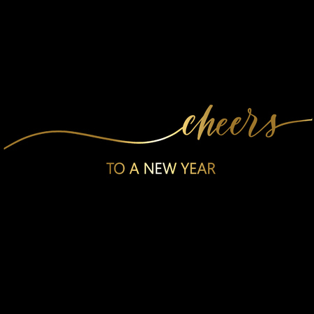 Cheers to a new year Hand Drawing gold Vector Lettering design.のイラスト素材