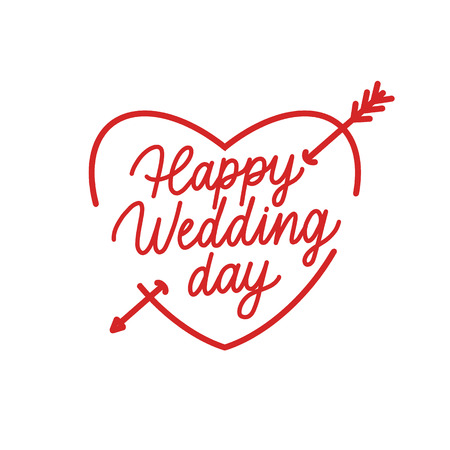 Happy Wedding Day Hand Drawing Vector Lettering design.の写真素材