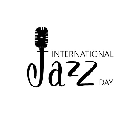 International Jazz day. Lettering composition, perfect for invitation,  poster, cards, t-shirts, mugs, pillows and social media.のイラスト素材