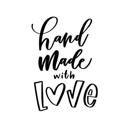 Hand made with love. Hand-drawn lettering. Stylish logo for your product, shop, etc.のイラスト素材