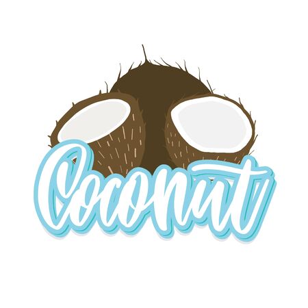 Coconut hand lettering vector label.のイラスト素材