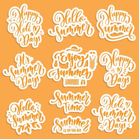 Summer  set of  typography vector  lettering emblem.のイラスト素材
