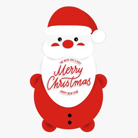 Santa Claus. Cute cartoon character. Merry Christmas lettering card.のイラスト素材