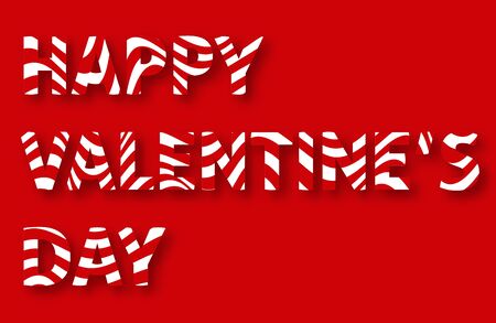 Happy Valentines day. Inscription with red wavy and shadow vector.のイラスト素材