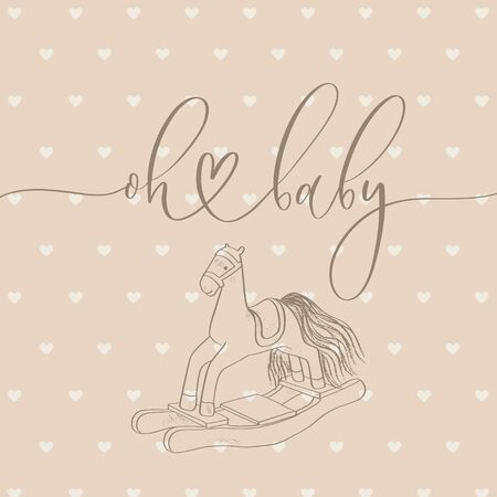 Oh baby cover with calligraphy for a children's photo album.のイラスト素材