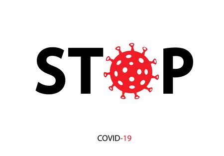 Stop Covid-19 Coronavirus concept inscription typography design logo.のイラスト素材