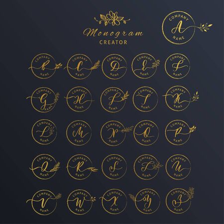 Wedding monogram and letter logo creator.のイラスト素材