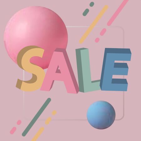 Sale poster or flyer design. 3D word Sale on PINK  background. Vector illustration.のイラスト素材