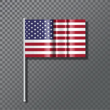 Developing USA  flag on a transparent background. Vector.のイラスト素材