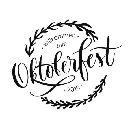 Oktoberfest beer festival typography lettering emblem. Hand crafのイラスト素材
