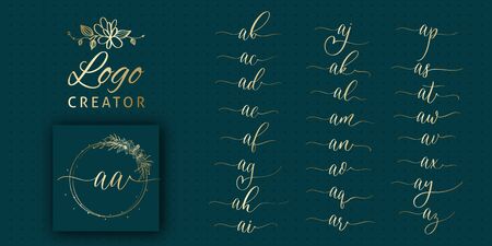 Wedding initial AA monogram and elegant logo design set.のイラスト素材