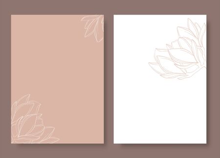 Elegant wedding invitation card with magnolia flowers.のイラスト素材