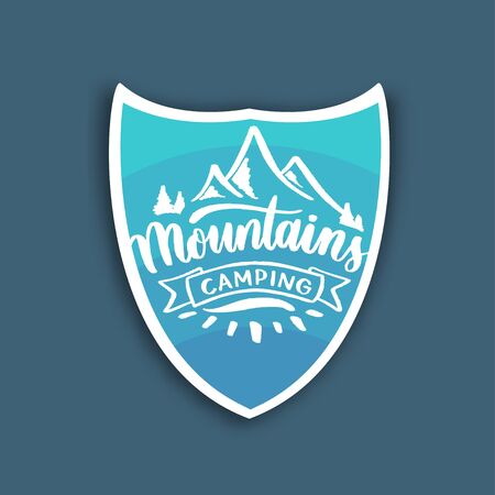 Mountain travel emblem. Camping outdoor adventure emblem, badge and  patch.のイラスト素材