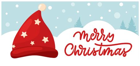 Christmas Sale banner with Santa Claus and Hand drawn lettering inscription.のイラスト素材