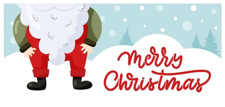 Christmas Sale banner with Santa Claus and Hand drawn lettering inscription.のイラスト素材