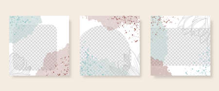 Social media post banner for fashion sale promotion. Square frame puzzle poster.の写真素材